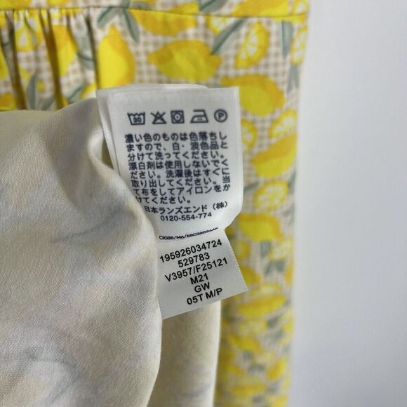 Lands End Dress Size Medium 10 Petite Womens Yellow Lemon Print Sleeveless Wrap - Picture 11 of 11